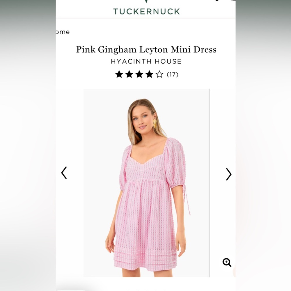 Tuckernuck pink gingham dress NWT